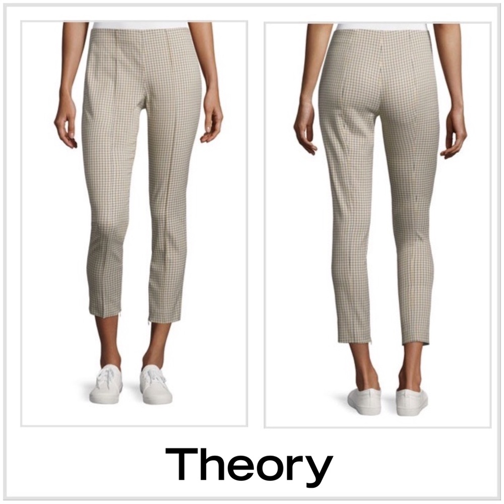 Theory Alettah Ainsley Check Cropped Pants